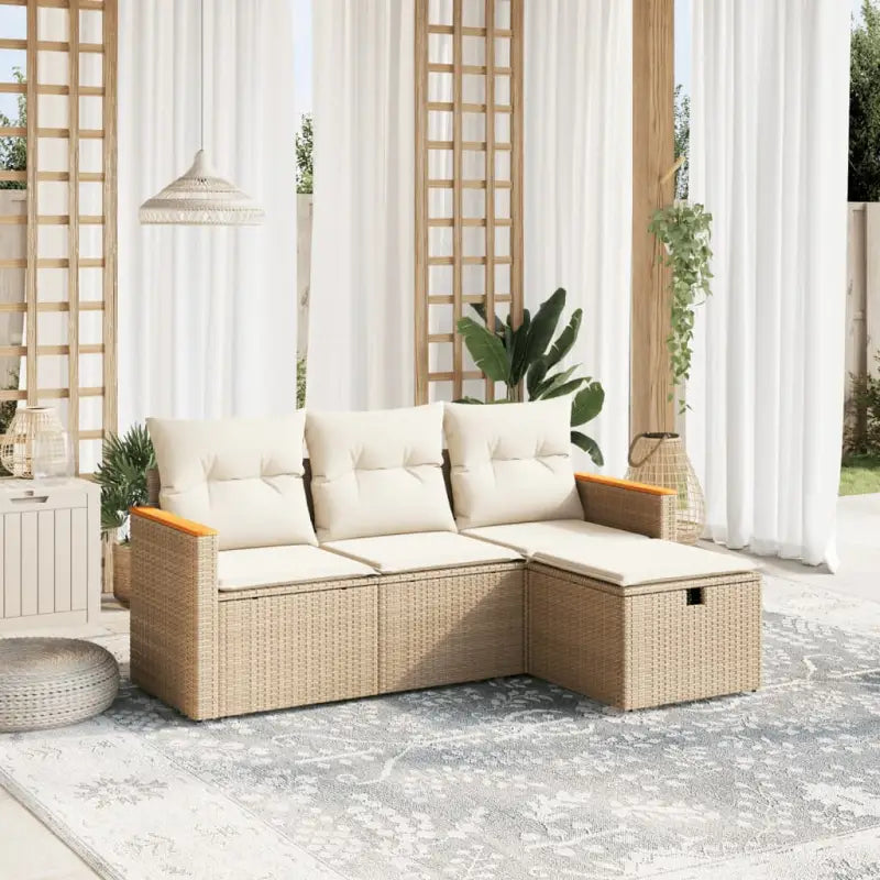 Beige tuinstoelset van gepoedercoat staal met ideale afmetingen - beige en crèmekleurig / zonder opbergruimte - Tuinsets