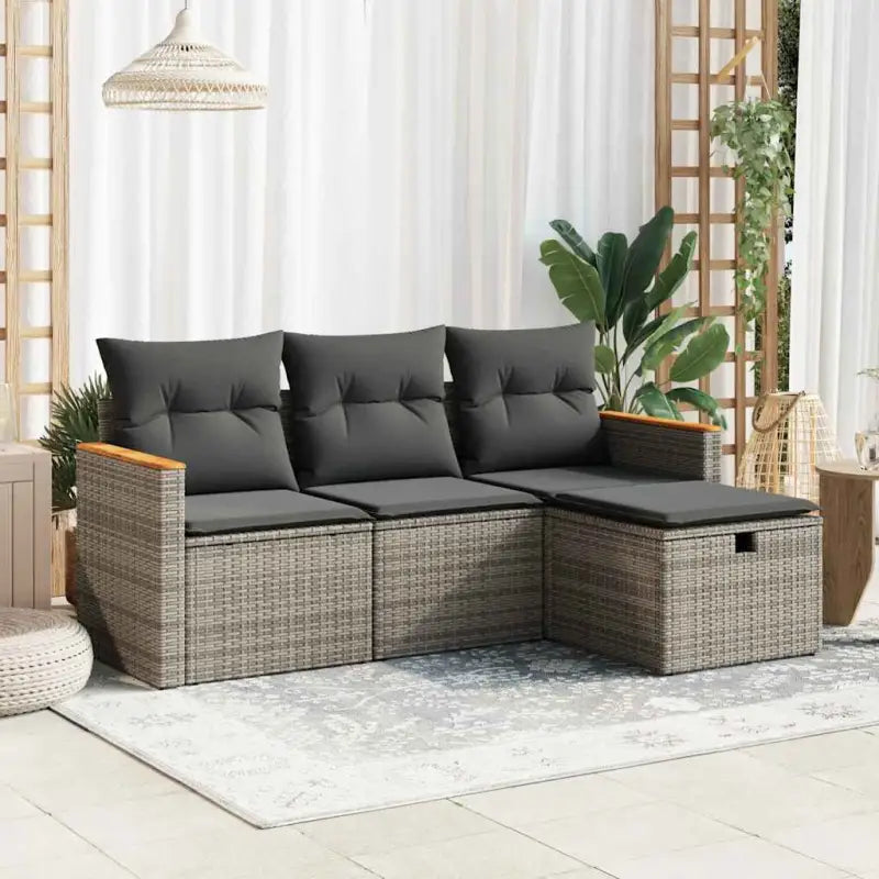 Beige tuinstoelset van gepoedercoat staal met ideale afmetingen - Grijs / met opbergruimte - Tuinsets
