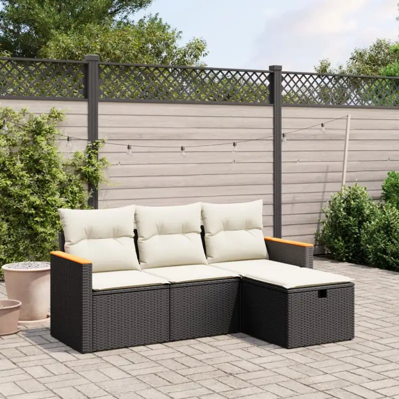Beige tuinstoelset van gepoedercoat staal met ideale afmetingen - Zwart en crème / zonder opbergruimte - Tuinsets