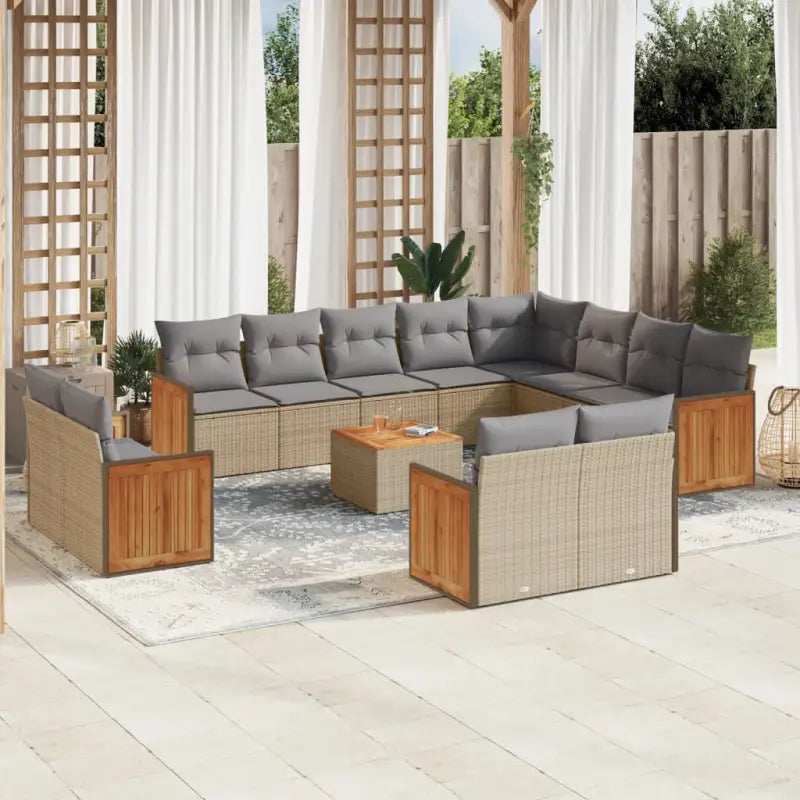 Beige tuintafelset met gepoedercoat staal en comfortabele afmetingen zitting - Beige en grijs / Met tafel - Tuinsets