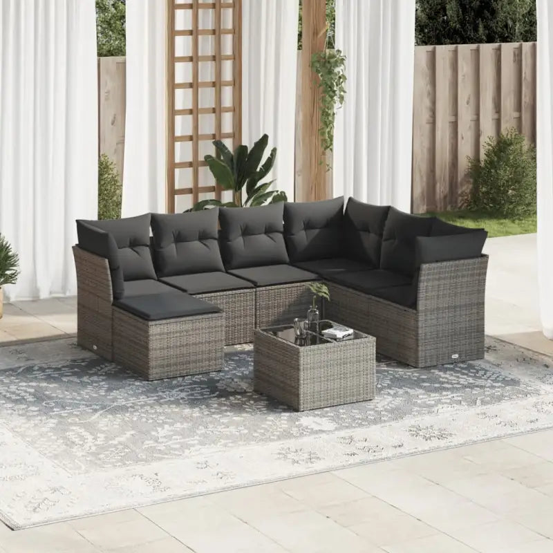 Benige loungeset met waterdichte tas en gepoedercoat staal in beige - Grijs / Met tafel - Tuinsets