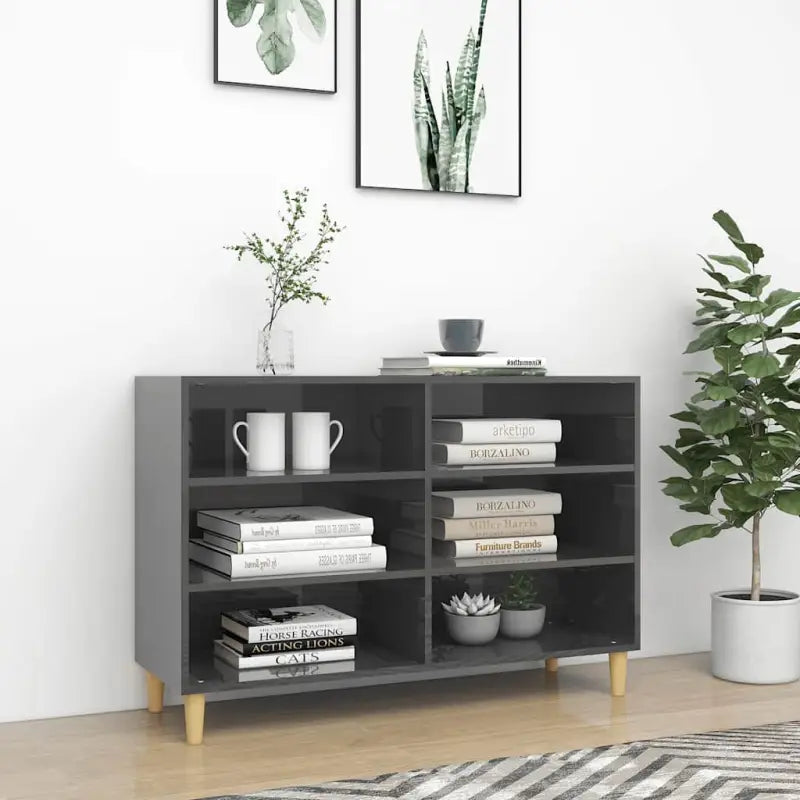 Bewaarkast van bewerkt hout met Scandinavische charme - Hoogglans grijs / 1 - Opbergkasten & lockerkasten