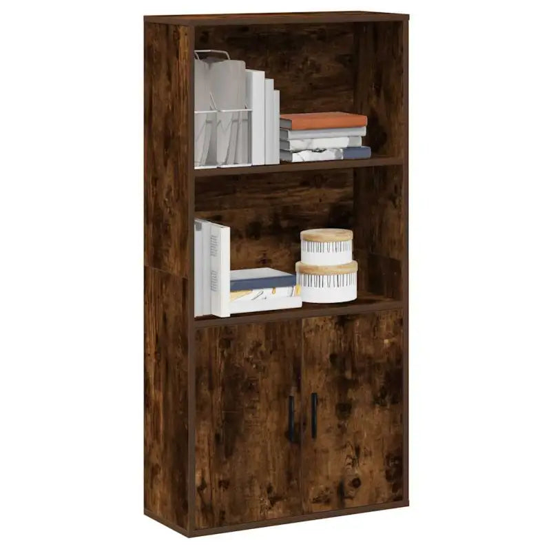 Bewerk hout boekenkast voor stijlvolle en praktische boekenopslag - Gerookt eiken / 1 / 120 cm - Boekenkasten