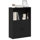 Bewerk hout boekenkast voor stijlvolle en praktische boekenopslag - Zwart / 1 / 85 cm - Boekenkasten