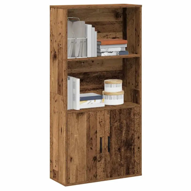 Bewerk hout boekenkast voor stijlvolle en praktische boekenopslag - Oud hout / 1 / 120 cm - Boekenkasten