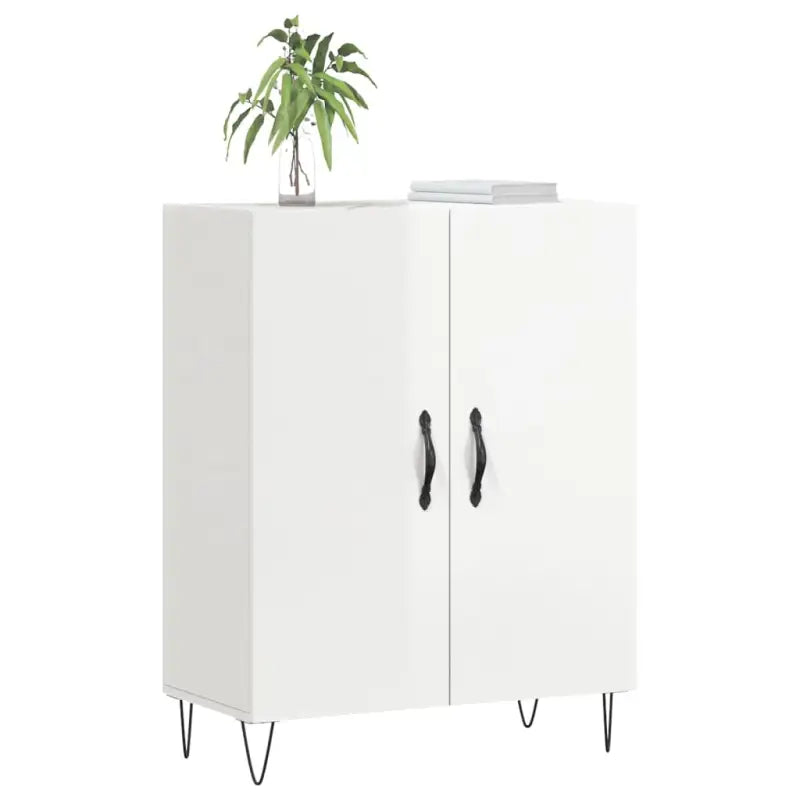 Bewerk hout dressoir in hoogglans wit met tijdloze uitstraling - Dressoirs & buffetkasten