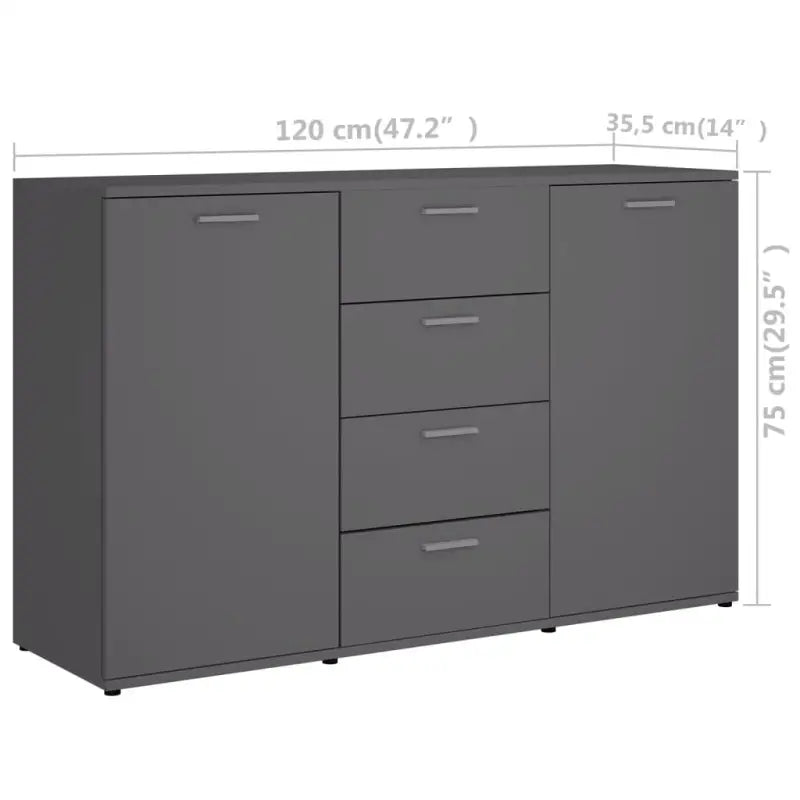Bewerk hout dressoir met minimalistisch ontwerp en praktische opbergruimte - Grijs / 1 - Dressoirs & buffetkasten