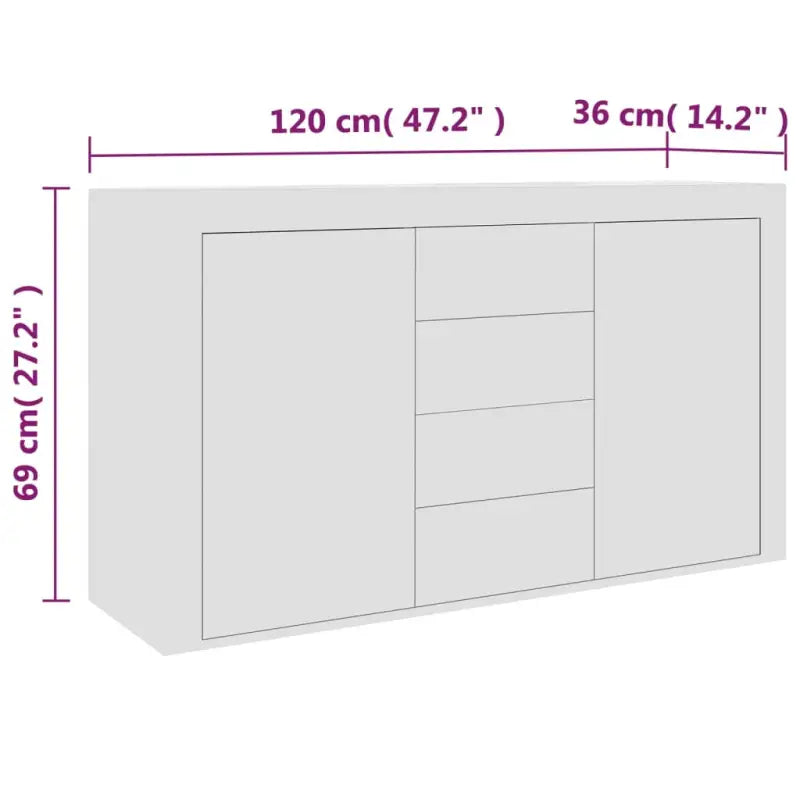 Bewerk hout dressoir met praktische opbergruimte voor woonkamer of keuken - Dressoirs & buffetkasten