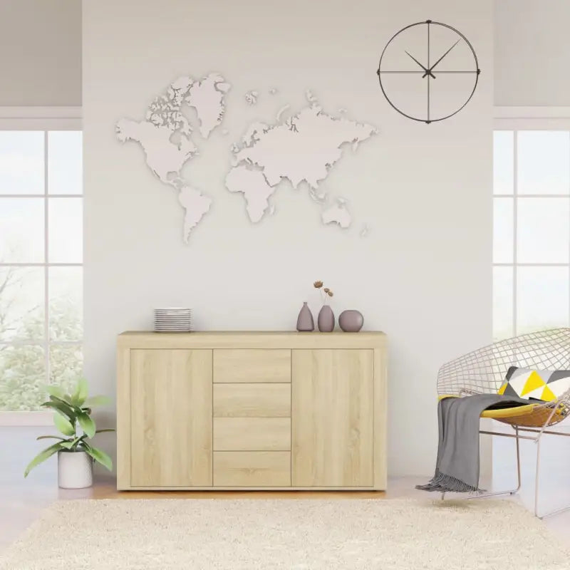 Bewerk hout dressoir met praktische opbergruimte voor woonkamer of keuken - Sonoma eiken / 1 - Dressoirs & buffetkasten