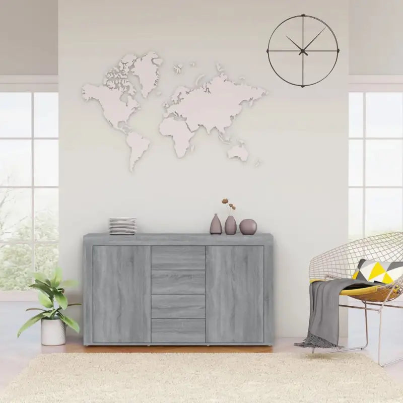 Bewerk hout dressoir met praktische opbergruimte voor woonkamer of keuken - Grijs sonoma / 1 - Dressoirs & buffetkasten