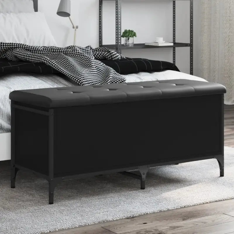 Bewerk hout Opberg- en Halbankje voor Opslag en Zitplezier - Zwart / 102 x 42 x 45 cm - Opberg- & halbankjes