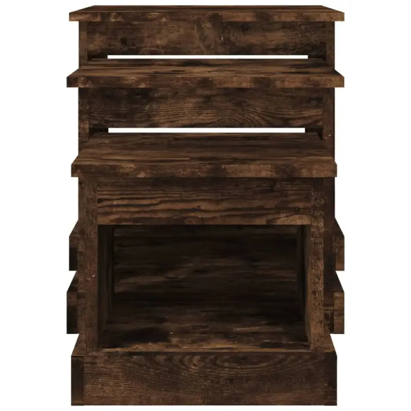 Bewerk hout salontafelset met grote en kleine tafels voor je woonkamer - Salontafels