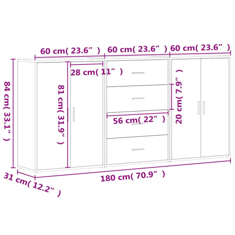 Bewerkt hout dressoir voor een trendy en praktische kamer inrichting - Dressoirs & buffetkasten