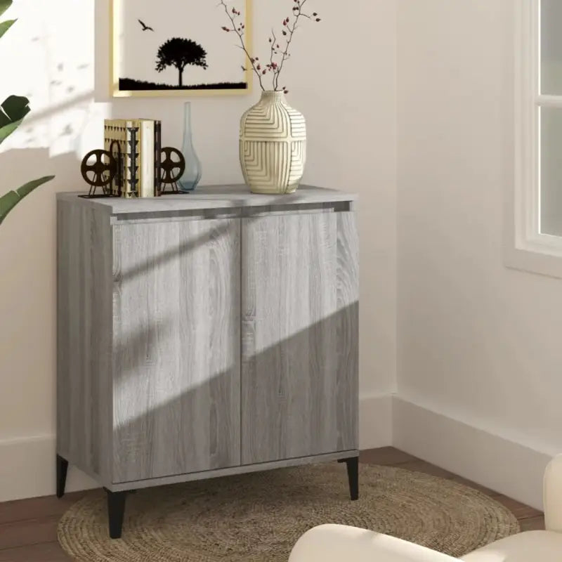 Bewerkt hout grijs Sonoma dressoir met minimalistische charme - Grijs sonoma / 1 - Dressoirs & buffetkasten