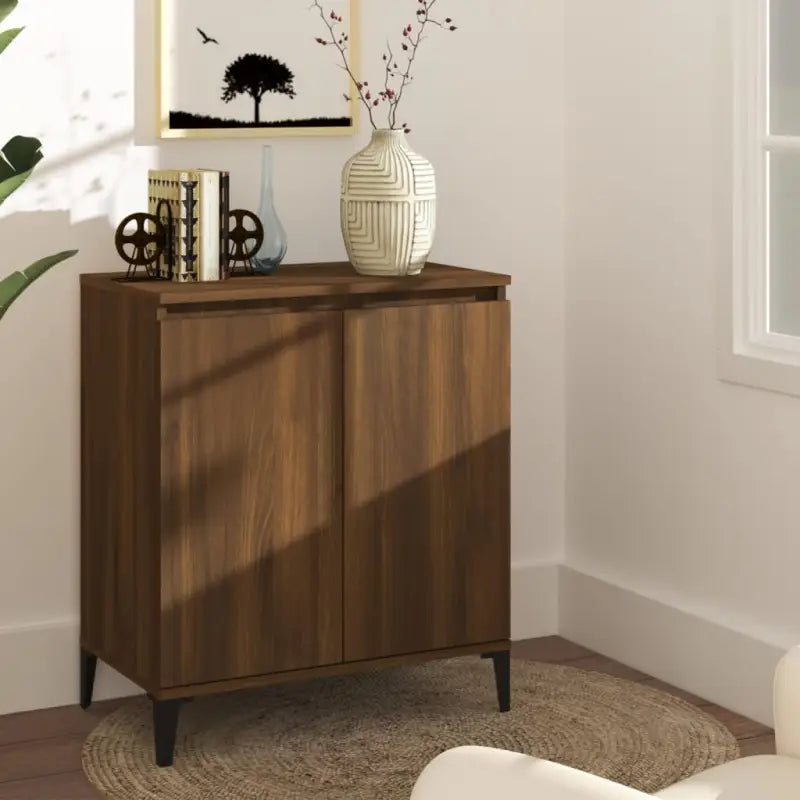 Bewerkt hout grijs Sonoma dressoir met minimalistische charme - bruin eikenkleur / 1 - Dressoirs & buffetkasten