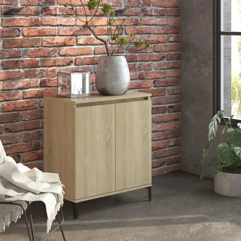 Bewerkt hout grijs Sonoma dressoir met minimalistische charme - Sonoma eiken / 1 - Dressoirs & buffetkasten