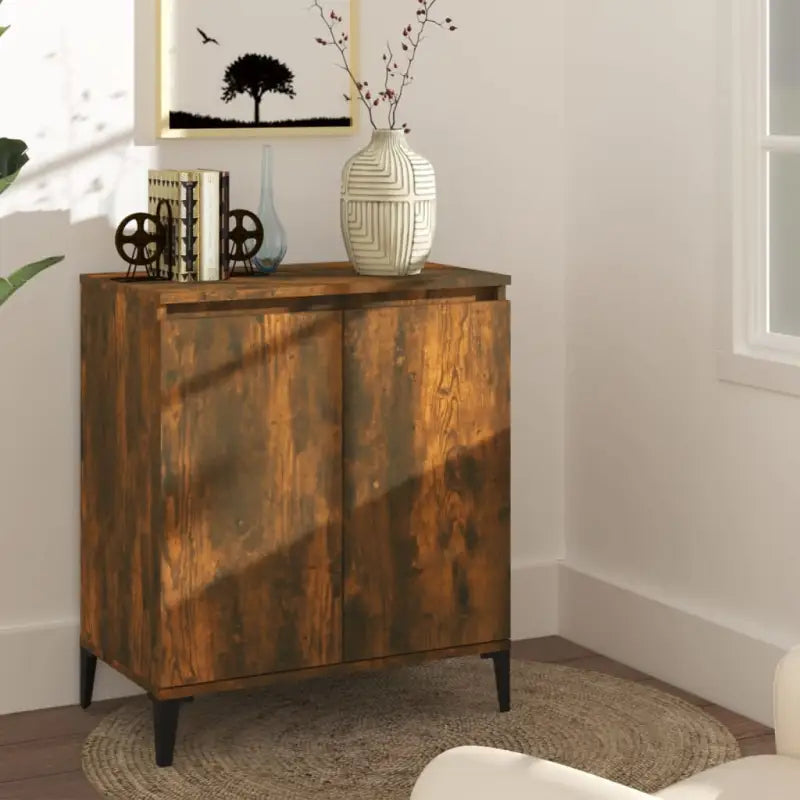 Bewerkt hout grijs Sonoma dressoir met minimalistische charme - Gerookt eiken / 1 - Dressoirs & buffetkasten