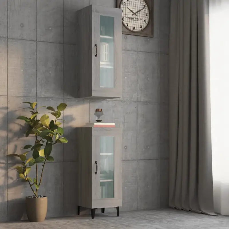 Bewerkt hout Grijs Sonoma dressoir voor muurruimte en decoratie - Grijs sonoma / 1 - Dressoirs & buffetkasten