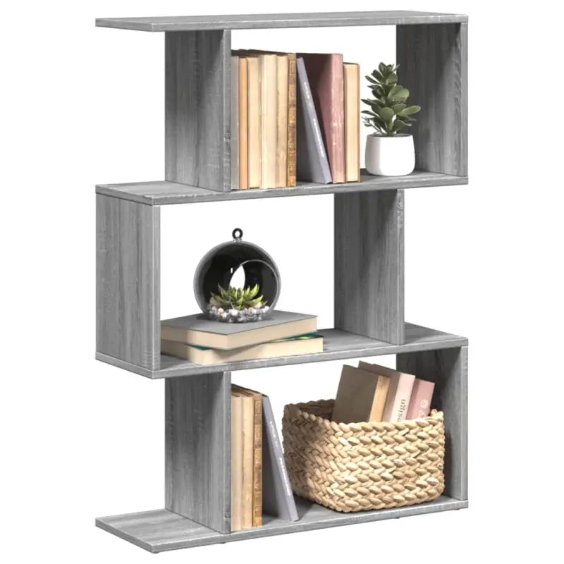 Bewerkte Houten Boekenkast Kamerscherm met Geometrisch Design - Grijs sonoma / 1 / 97 cm - Boekenkasten