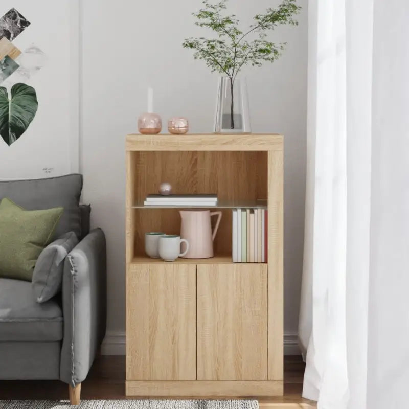 Bijzetkast met RGB LED-verlichting van bewerkt hout - Opbergkasten & lockerkasten