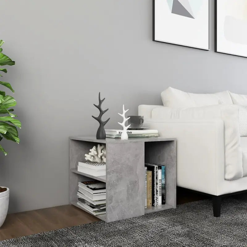 Bijzettafel van bewerkt hout met 3 schappen voor moderne charme - Betongrijs / 1 - Bijzettafels