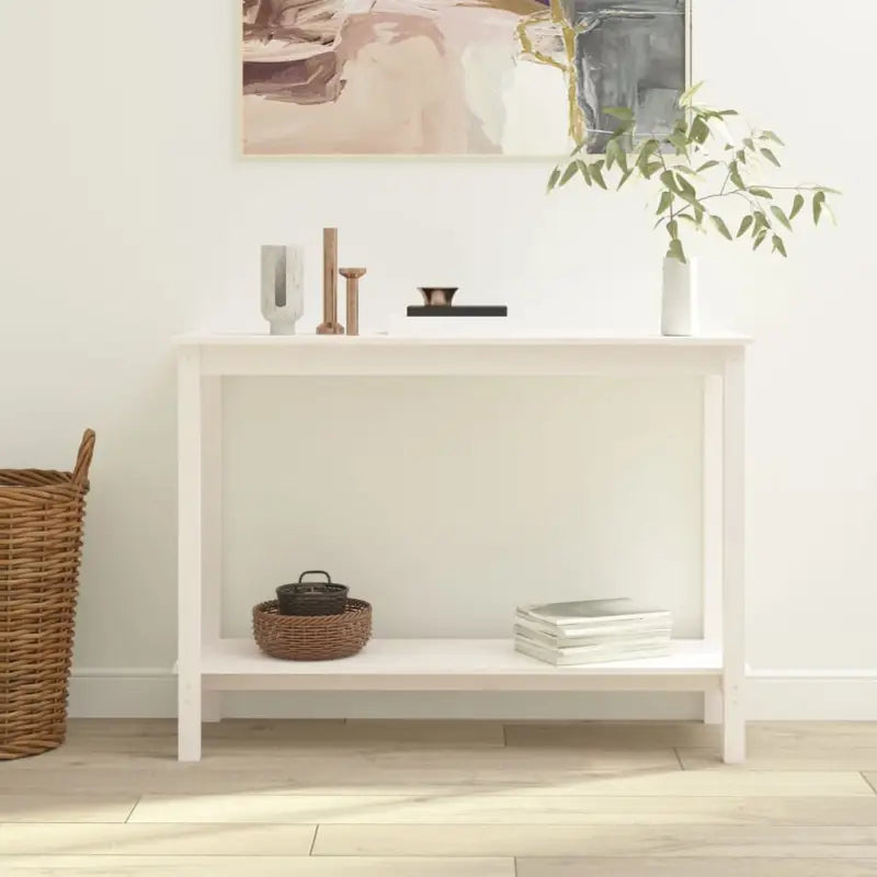 Bijzettafel van massief grenenhout met stevig blad voor een moderne uitstraling - Wit / 1 - Bijzettafels