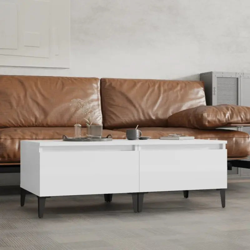 Bijzettafels met bewerkt hout voor een industriële woonkamerstijl - Hoogglans wit / 2 - Bijzettafels