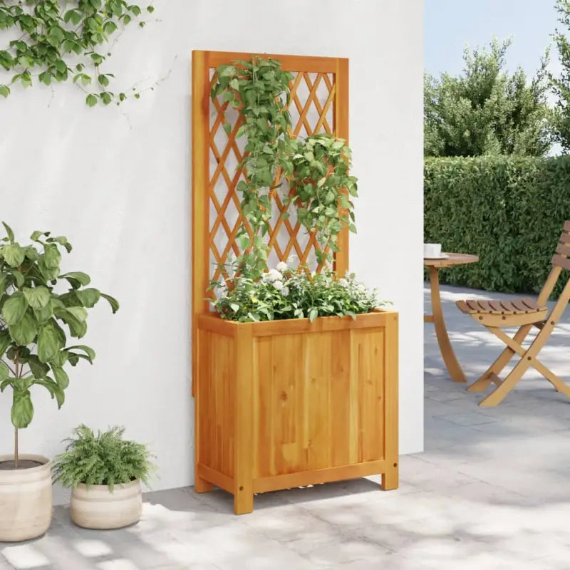 Bloempot met latwerk voor klimplanten van massief acaciahout - 55 x 29.5 x 132 cm / 1 - Bloempotten & plantenbakken