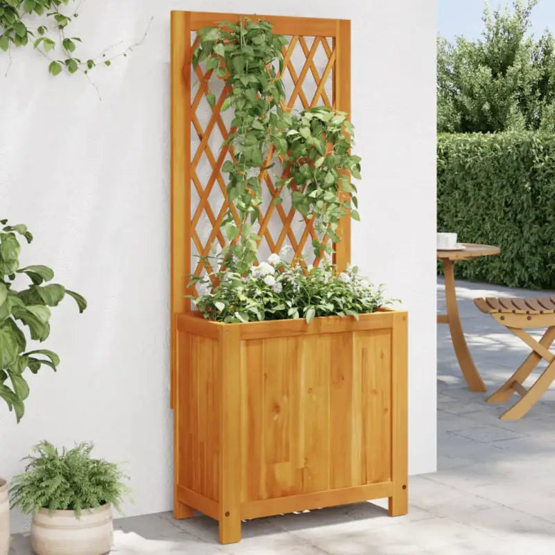 Bloempot met latwerk voor klimplanten van massief acaciahout - 55 x 29.5 x 132 cm / 1 - Bloempotten & plantenbakken
