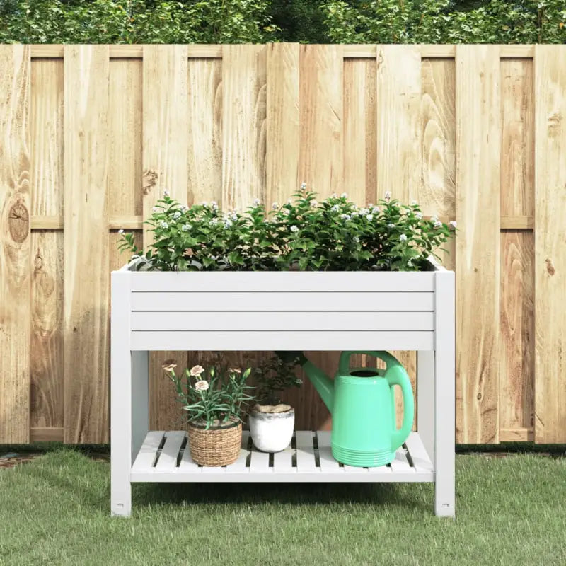 Bloempotten en plantenbakken met imitatiehout structuur voor je terras - Wit / 1 - Bloempotten & plantenbakken