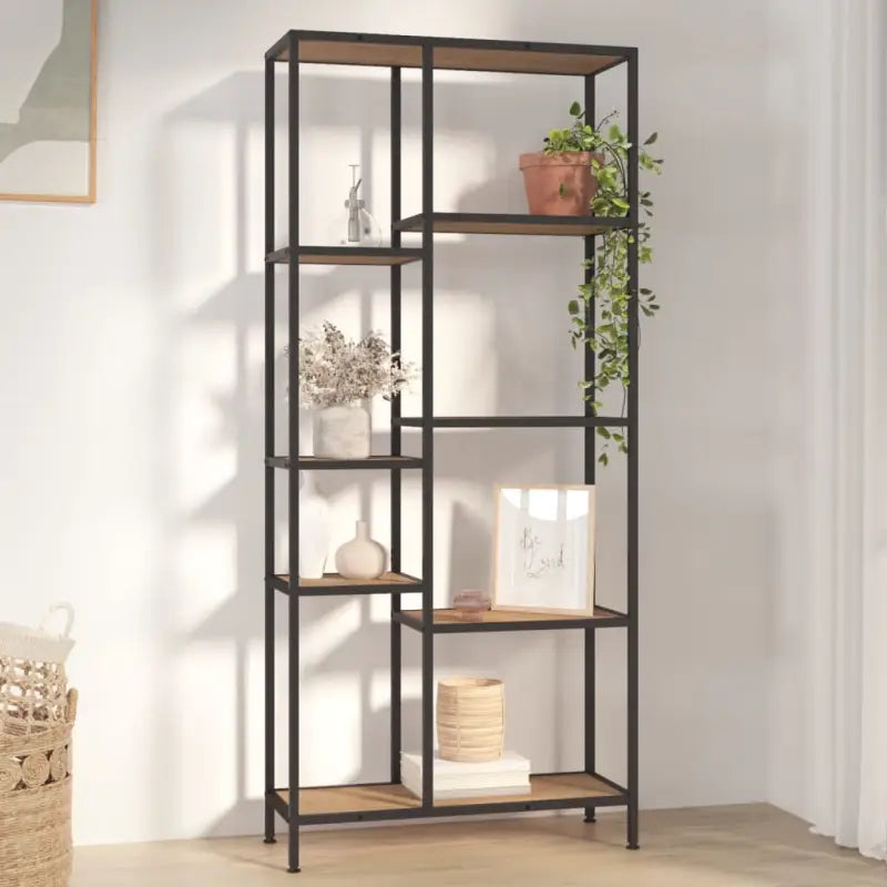 Boekenkast in bewerkt hout voor extra opbergruimte in kleine ruimtes - Lichtbruin / 1 / 180 cm - Boekenkasten