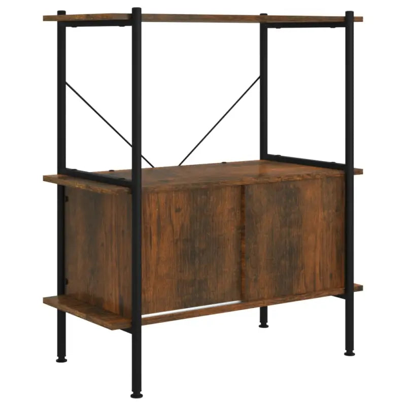 Boekenkast met bewerkt hout en stalen frame voor extra opbergruimte - Donkerbruin / 1 / 92 cm - Boekenkasten