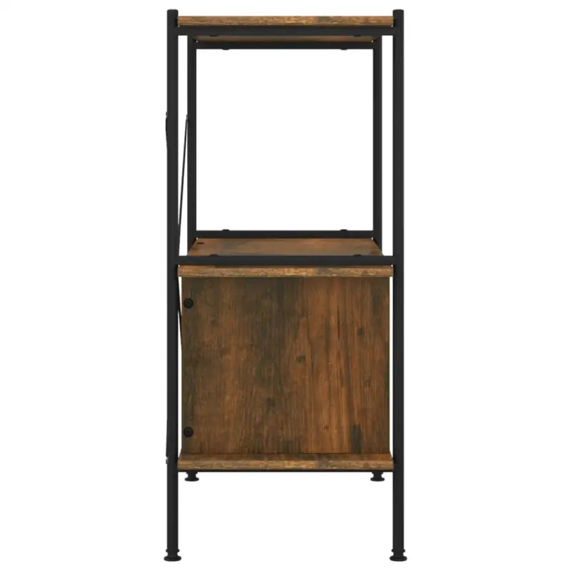 Boekenkast met bewerkt hout en stalen frame voor extra opbergruimte - Donkerbruin / 1 / 92 cm - Boekenkasten