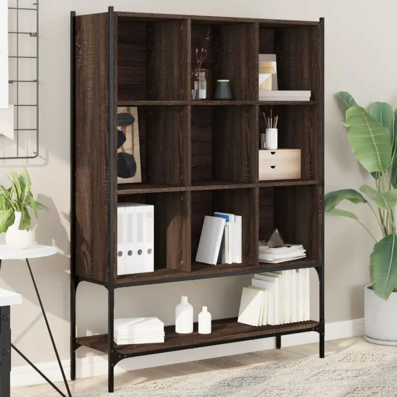 Boekenkast met bewerkt hout en stevige constructie voor je interieur - bruin eikenkleur / 1 - Boekenkasten