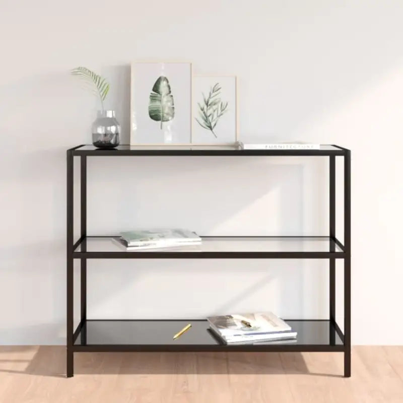 Boekenkast met gehard glas en stevig gepoedercoat ijzer - Zwart / 1 - Boekenkasten