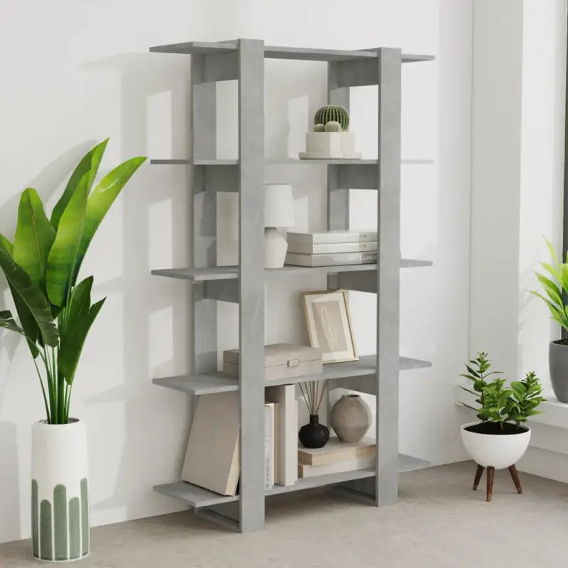 Boekenkast met kamerscherm gebruikt voor een strak en klassiek interieur - Betongrijs / 1 - Boekenkasten
