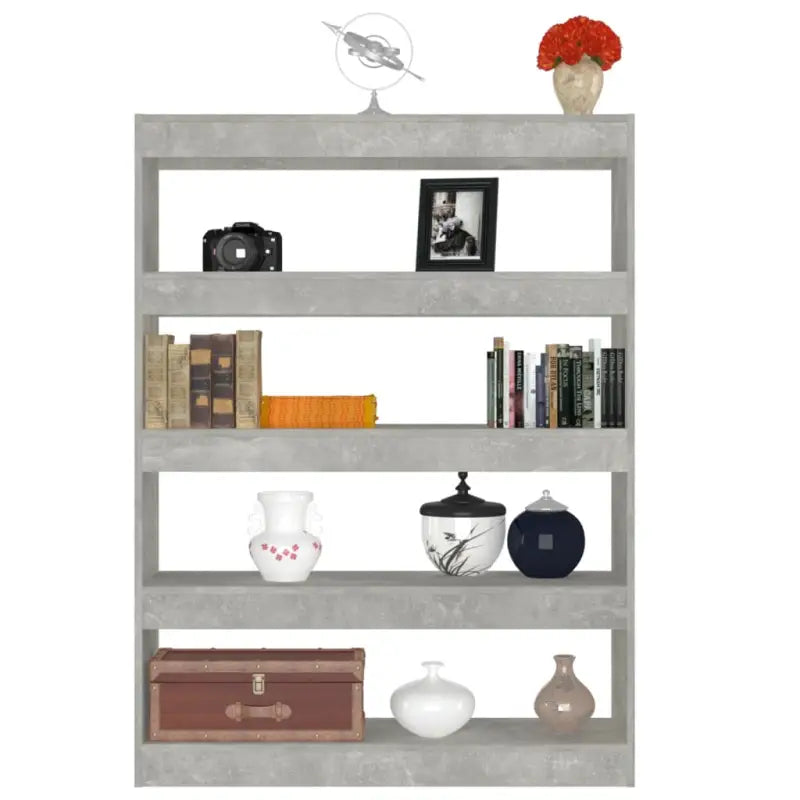 Boekenkast met Kamerscherm Gebruikt voor Een Strak en Klassiek Interieur - Betongrijs / 1 - Boekenkasten