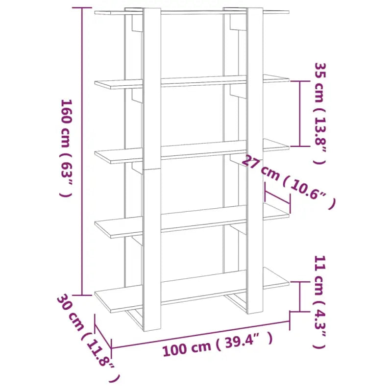 Boekenkast met kamerscherm gebruikt voor een strak en klassiek interieur - Betongrijs / 1 - Boekenkasten