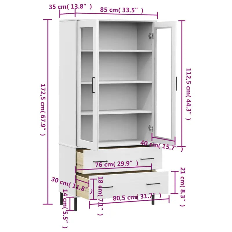Boekenkast met massief grenenhout en metalen poten voor rustiek interieur - Wit / 1 - Boekenkasten
