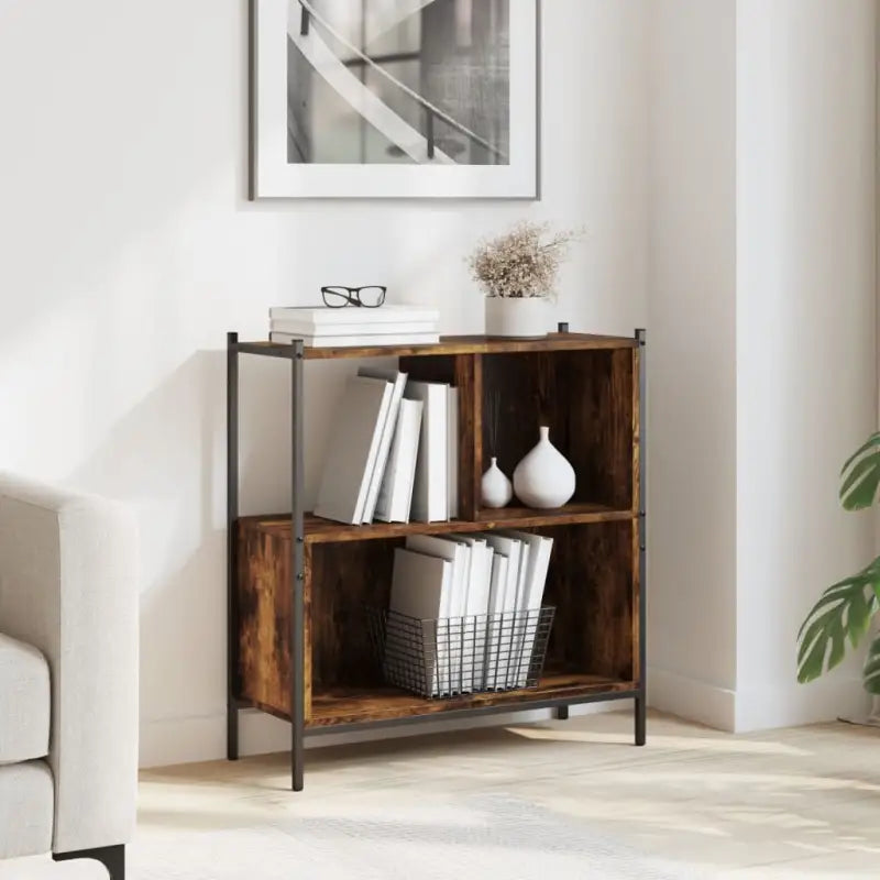 Boekenkast met stevige constructie van bewerkt hout voor interieurvoering - Gerookt eiken / 1 / 77.5 cm - Boekenkasten