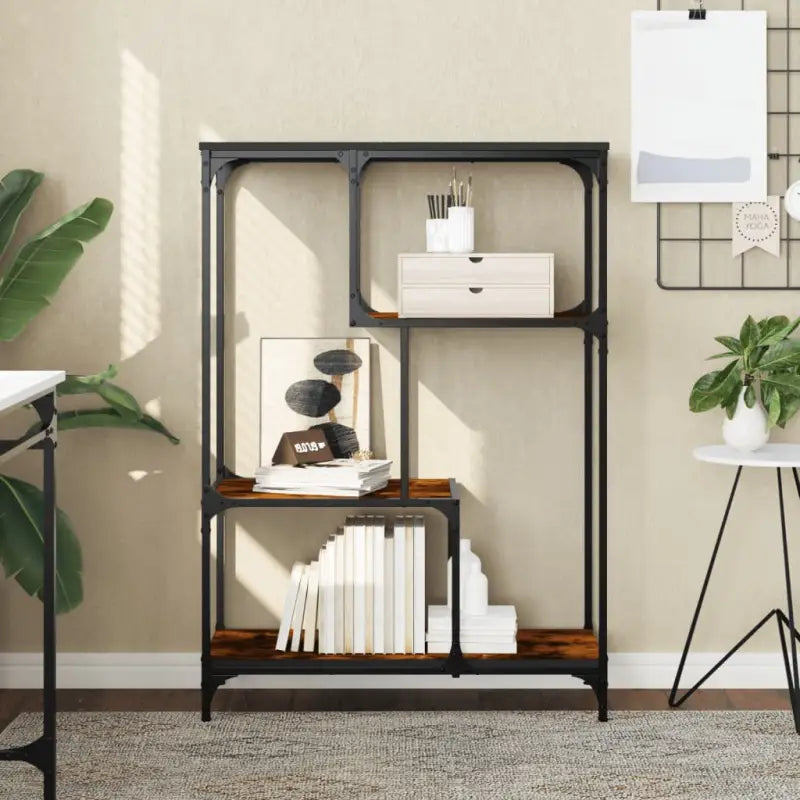 Boekenkast met verstelbare poten van bewerkt hout voor extra opbergruimte - Gerookt eiken / 81 x 36 x 115 cm / 1