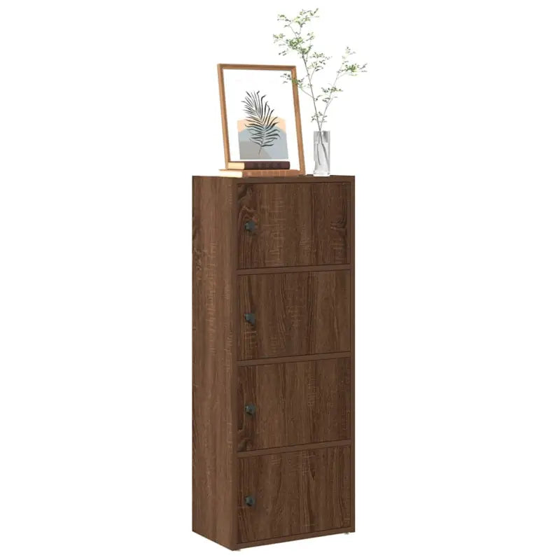 Boekenkast van bewerkt hout in grijs sonoma voor een stijlvolle organisatie - bruin eikenkleur / 1 / 102 cm