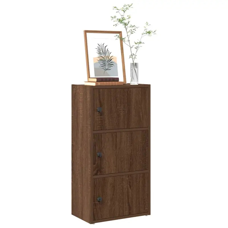 Boekenkast van bewerkt hout in grijs sonoma voor een stijlvolle organisatie - bruin eikenkleur / 1 / 77 cm
