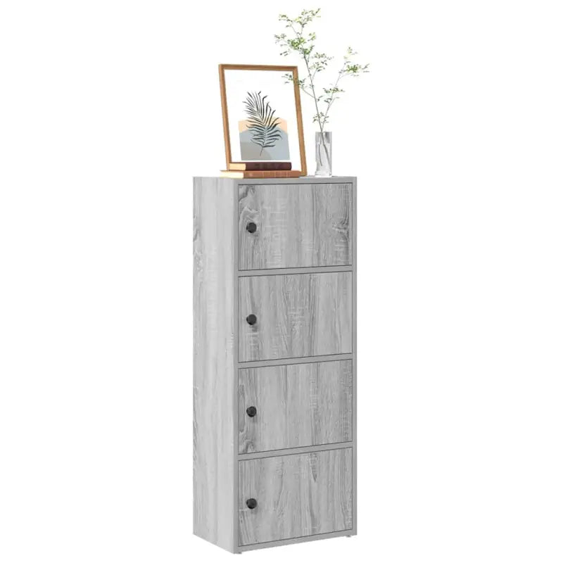 Boekenkast van bewerkt hout in grijs sonoma voor een stijlvolle organisatie - Grijs sonoma / 1 / 102 cm - Boekenkasten