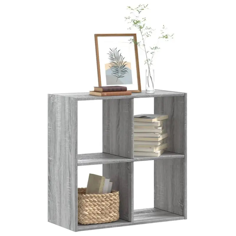 Boekenkast van bewerkt hout in grijs Sonoma voor extra opbergruimte - Grijs sonoma / 1 / 68.5 cm - Boekenkasten