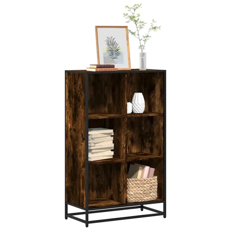 Boekenkast van bewerkt hout met industrieel metalen frame - Gerookt eiken / 65.5 x 33 x 107.5 cm / 1 - Boekenkasten