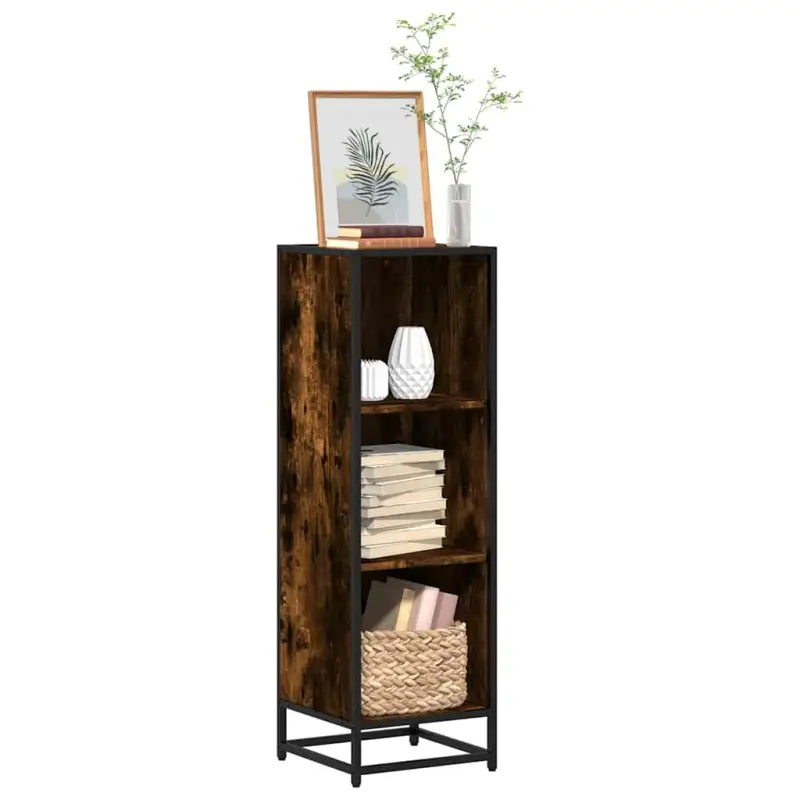 Boekenkast van bewerkt hout met industrieel metalen frame - Gerookt eiken / 33.5 x 33 x 107.5 cm / 1 - Boekenkasten