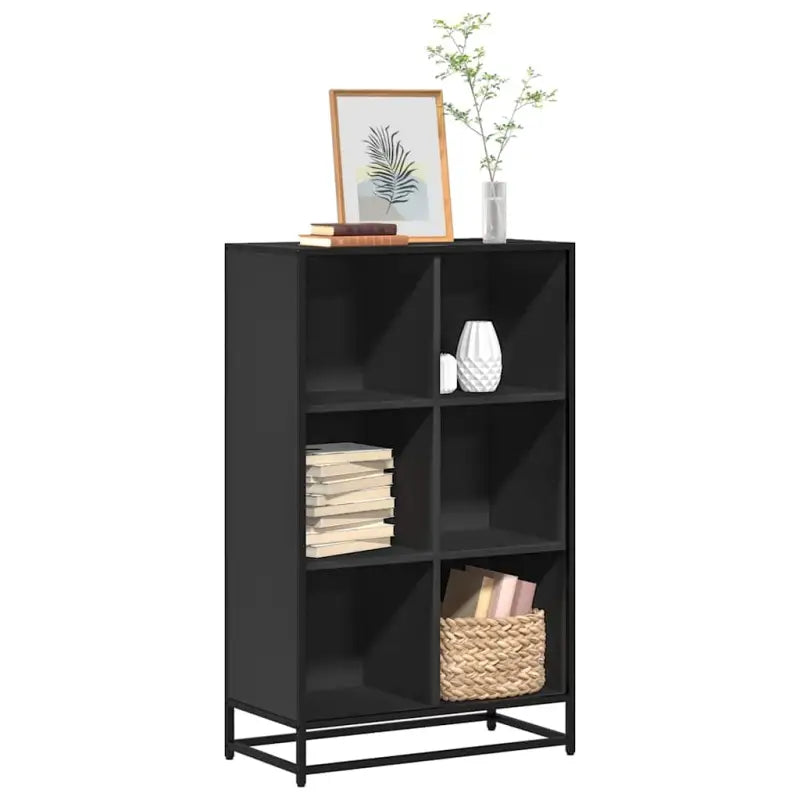 Boekenkast van bewerkt hout met industrieel metalen frame - Zwart / 65.5 x 33 x 107.5 cm / 1 - Boekenkasten