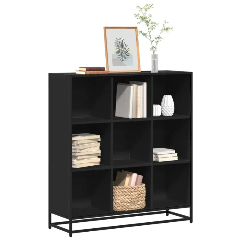 Boekenkast van bewerkt hout met industrieel metalen frame - Zwart / 97.5 x 33 x 107.5 cm / 1 - Boekenkasten