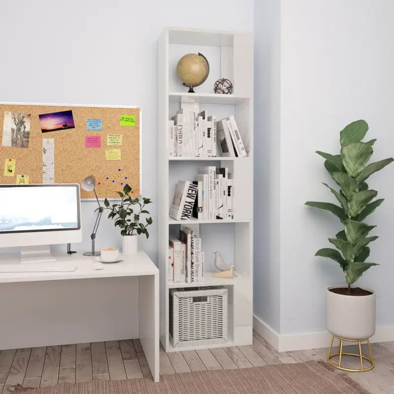 Boekenkast van bewerkt hout met strak en klassiek ontwerp - Hoogglans wit / 1 - Boekenkasten